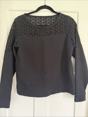 Express Black Cutout Trim Scoop Neck Sweatshirt Top